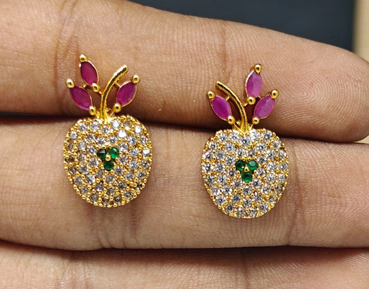 Multi Stone Apple Shaped Ear Set