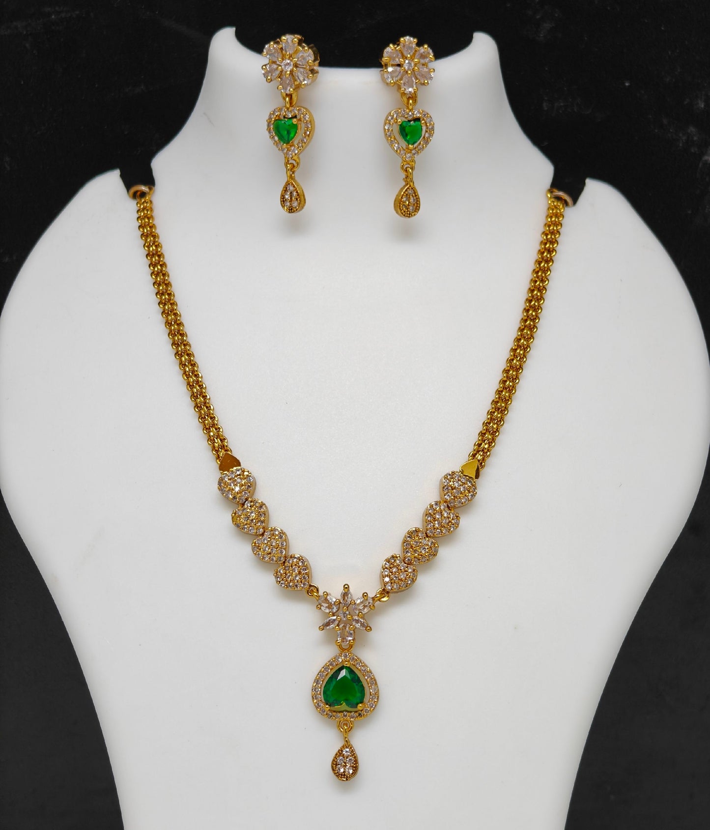 Green Stone Necklace Combo Set